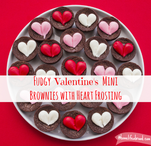 Fudgy Valentine’s Brownies with Cream Cheese Heart Frosting