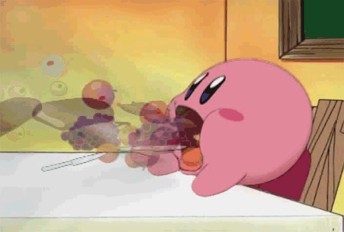 Kirby eating food