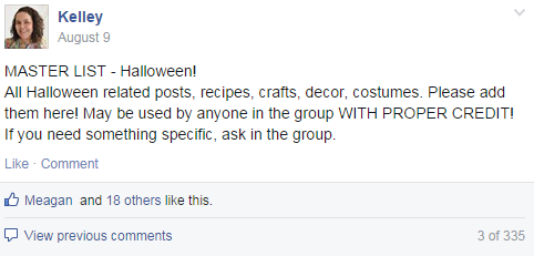 Example of a round-up for Halloween. So far, 335 offers from Bloggers to use their posts on roundups!
