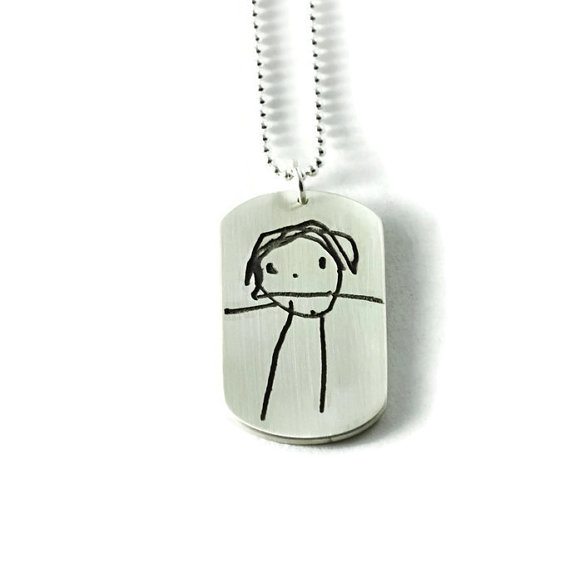 Imprint a drawing on jewelry. Gift Guide: Heartwarming Gifts for Grandparents @HomeLifeAbroad.com #holidaygiftguide #gifts #grandparents #grandma #grandpa