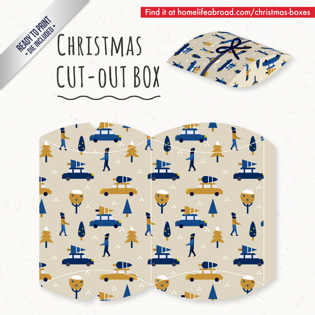 Cars & Christmas Trees Cut-Out Box - with ready to print templates! Check out all the boxes & download at @homelifeabroad.com #christmasgifts #christmasboxes #christmastemplates #christmasprintables #santaprintables #xmas #DIY #boxes #christmasDIY #christmascrafts