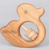 Personalized organic wooden rattle teether