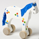 Wooden horse on wheels