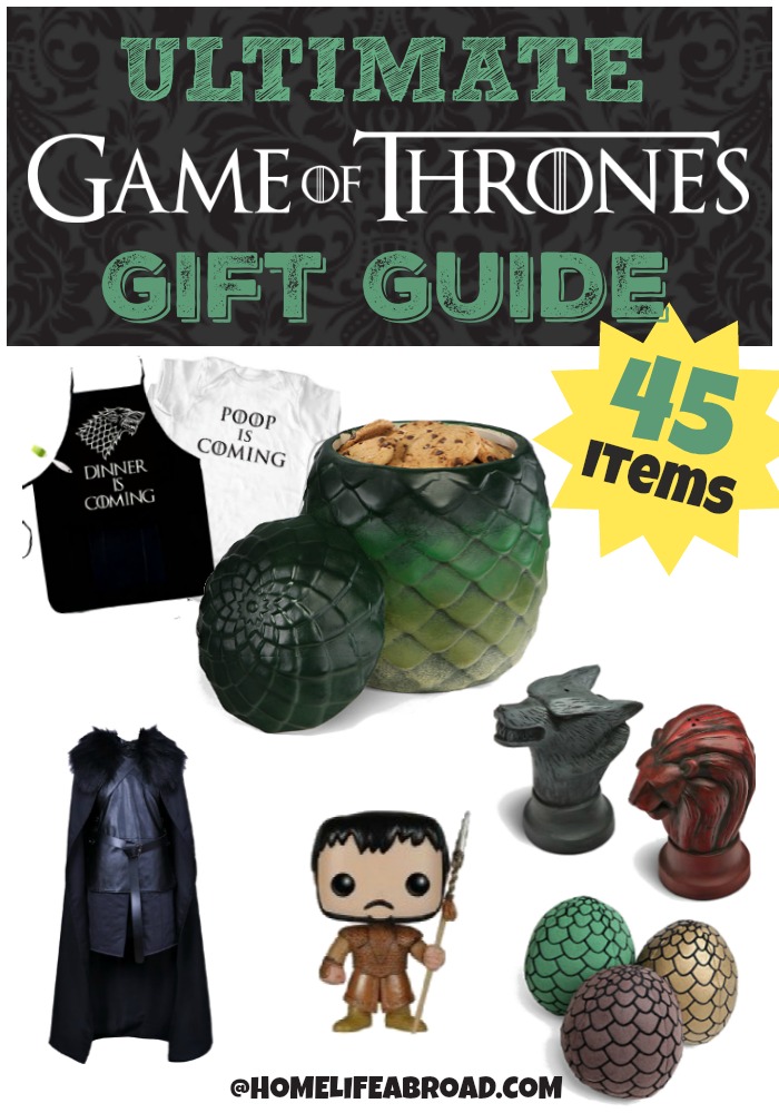 Ultimate Game of Thrones Gift Guide as featured on homelifeabroad.com #giftguide #gameofthrones #got #winteriscoming #khaleesi #jonsnow