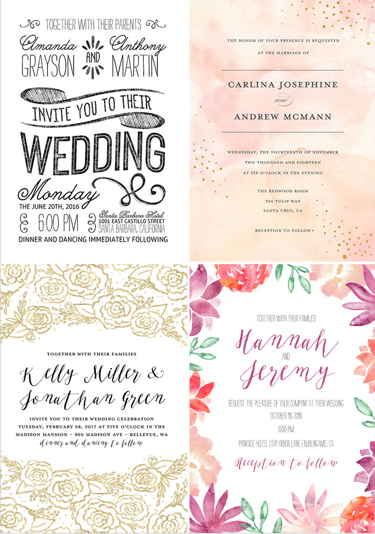 Wedding invitations Mixbook cards