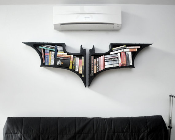 Batman book shelves - awesome gift for geeks! #batman #geekgift #batmangift #giftidea #giftguide #holidaygifts