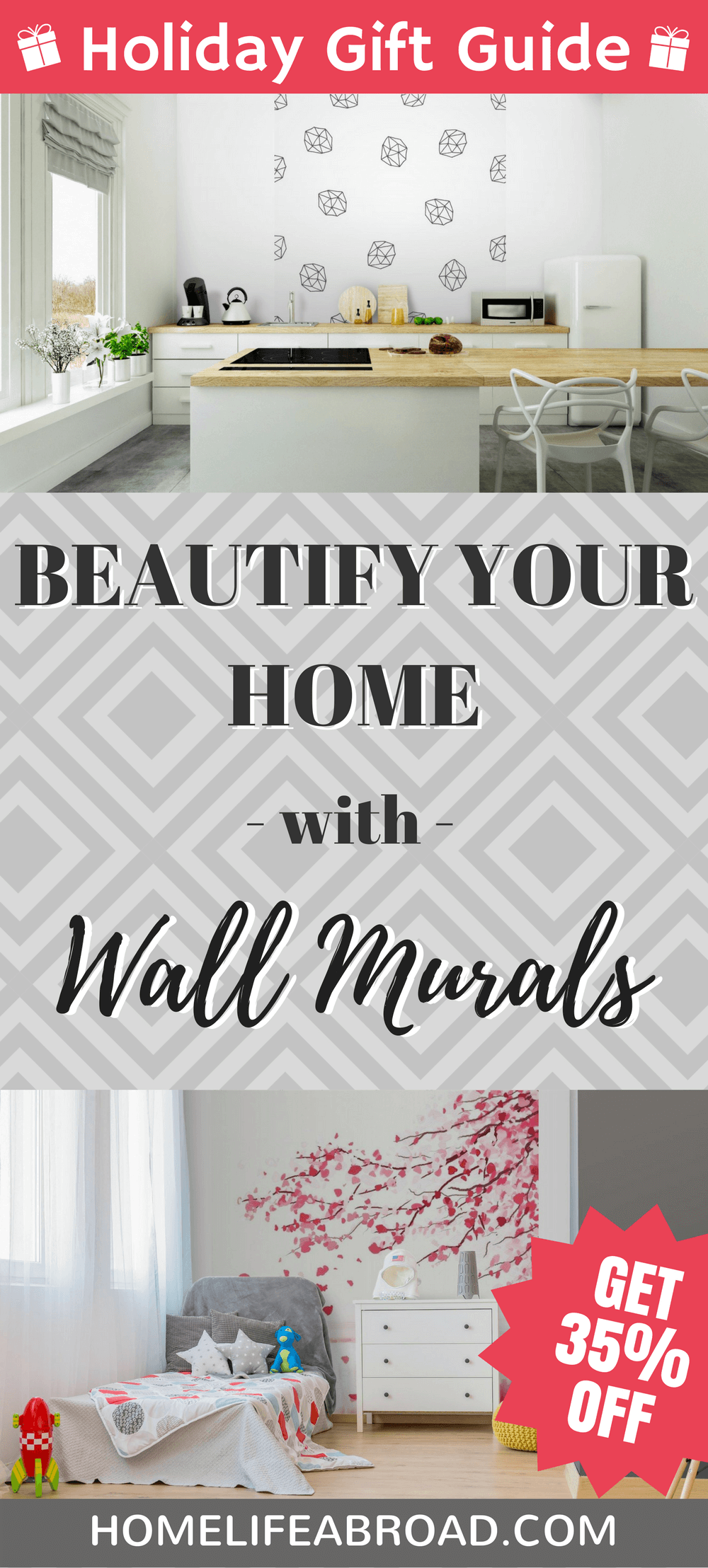 Interior design made easy! Wall murals from Pixers are not only gorgeous, they can be reused up to TEN times. Plus, check out our tip to get 35% off your first order. #interiordesign #homedesign #wallmurals #walldecals #wallpapers #giftguide #giftidea #giftideas